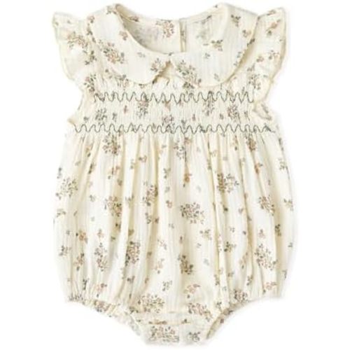 Simplee kids Baby Girls Romper Floral Print Summer Onesie Puff Sleeve Button Baby Girl Onesie