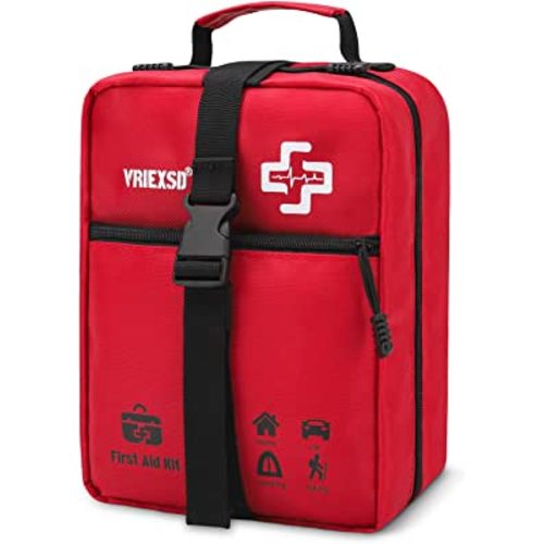 VRIEXSD 400 Piece Large First Aid Kit Premium Emergency Kits for Home, Office, Car, Outdoor, Hiking, Travel, Camping, Survival Medical First Aid Bag, Red