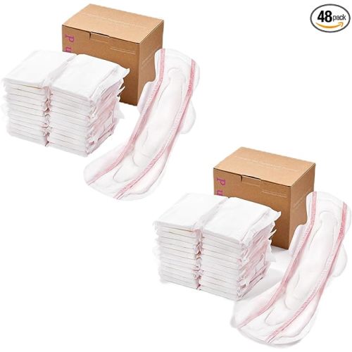 PurComfy Premium Postpartum Pads with Wings, Large Maximum Absorbency Postpartum Maternity Pads Ultra Soft Heavy Flow Secure Leak Protection After Birth, 48 Ct