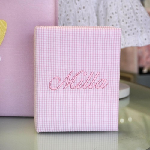 Seersucker Check Cotton Small Hardbound Photo Album