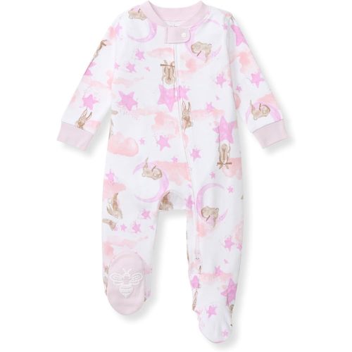 Burt's Bees Baby Baby Girls' 100% Organic Cotton Zip Front One-Piece Sleep & Play Loose Fit Pajamas