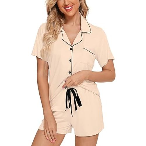 Leikar Womens Button Down Pajama Sets Bride Pajamas Sets Sleepwear Shorts Lounge Set
