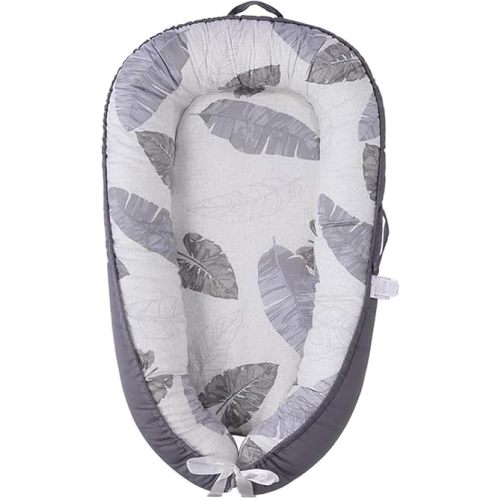 Baby Lounger, Suitable for Infants Over 12+ Months.Portable Infant Lounger, Soft Baby Lounger, 100% Cotton Breathable, Baby Floor Seat for Home & Travel - Grey Leaves
