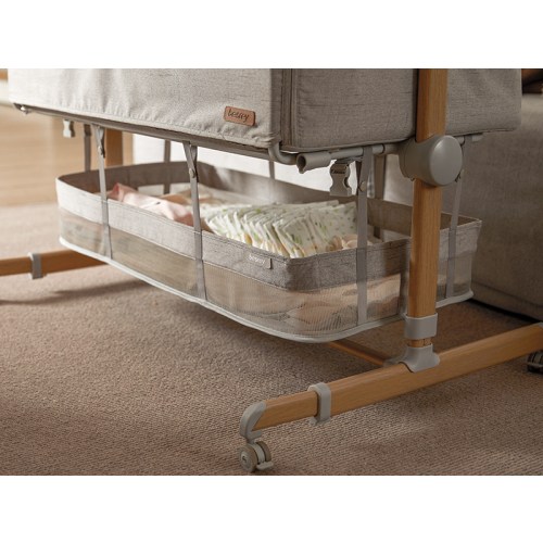 Baby Bassinet Bedside Sleeper, besrey Bedside Bassinet for Newborn Infant with Comfy Mattress, 9 Height Positions, Adjustable Bedside Crib with 360° Swivel Wheels, Bassinet Sleeper with Storage Basket - Warm Grey