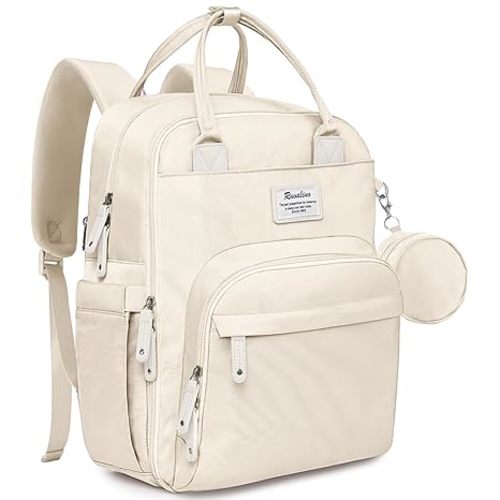 RUVALINO Diaper Bag Backpack, Multifunction Travel Pack Maternity Baby Changing Bags, Large Capacity, Waterproof, Beige