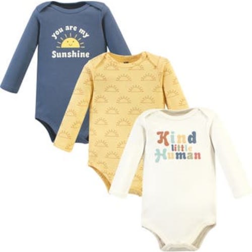 Essential Long-Sleeve Cotton Bodysuit Triple Set, 0-3M