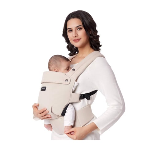 Momcozy Baby Carrier - Ergonomic, Cozy and Lightweight Carrier for 7-44lbs, Effortless to Put On, Ideal for Hands-Free Parenting, Enhanced Lumbar Support, Purehug for Infant to Toddler, Khaki