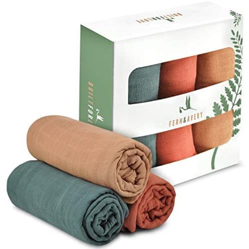 Fern & Avery Muslin Swaddle Blankets - Gender Neutral Receiving Blankets - Bamboo and Organic Cotton Baby Blankets for Boy or Girl - Forest Theme
