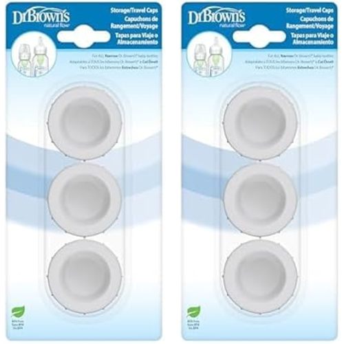 Dr. Brown's Replacement Travel Caps for Dr. Brown's Original, Options, and Options+ Baby Bottles, 3 Count (Pack of 2)