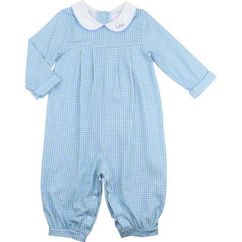 Blue And Green Windowpane Knit Long Romper – Cecil & Lou