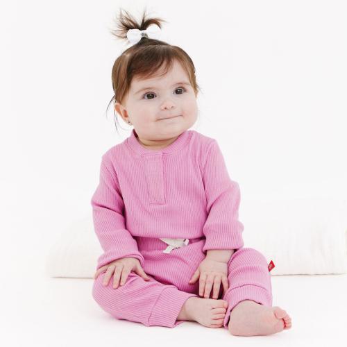 mauve ribbed cotton magnetic long sleeve bodysuit + pant set – Magnetic Me