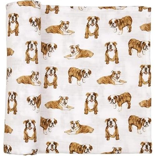 Mud Pie Bulldog Print Muslin Baby Swaddle Blanket, 47" x 47" (12140053)
