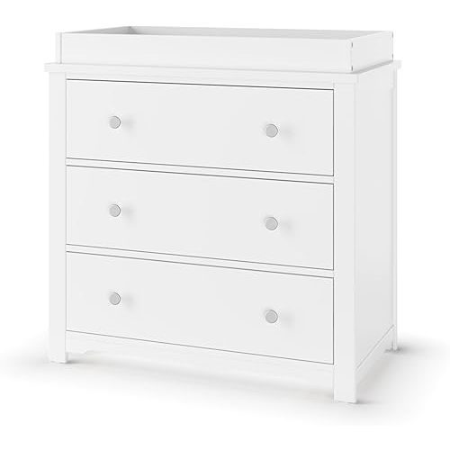 Child Craft Harmony 3 Drawer Dresser with Removable Changing Table Topper for Nursery or Bedroom, Plenty of Storage, Anti-Tip Kit Included to Prevent Tipping, Non-Toxic, Baby Safe Finish (Matte White)
