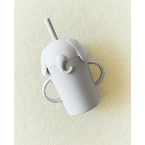 CHILDREN'S ELEPHANT TUMBLER WITH STRAW