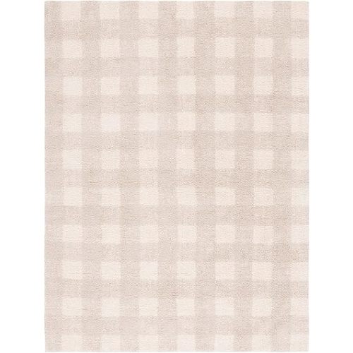 SAFAVIEH Easy Care Collection Accent Rug - 3' x 5', Ivory & Beige, Handmade Cotton, Machine Washable, Ideal for The Entryway, Foyer, Bedroom (ECR216A-3)