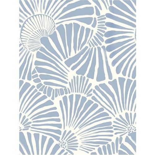 Self Adhesive Liner Boho Contact Shelf Paper for Dresser Drawers Cabinet Decor Sticker (White and Blue, 17.3 inch x 118 inch)