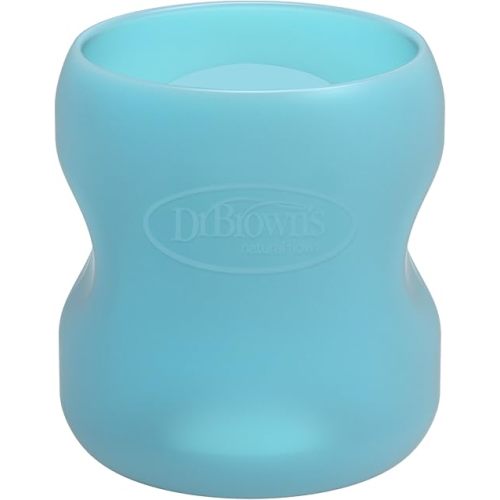 Dr. Brown's Options+ Wide-Neck Glass Bottle Sleeve, 100% Silicone, Blue, BPA-Free, 5 oz, 1-Pack