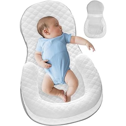 Baby Nests Baby Lounger Newborn Snuggle Nest Sleeping Bassinet for Baby 0-12M, Breathable Portable Co Sleeping Bed Adjustable Infant Soft Cotton Loungers for Travel Portable Infant Bed