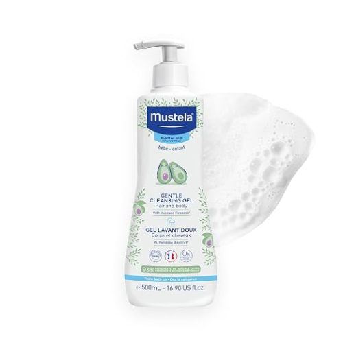 Mustela Gentle Cleansing Gel - Baby Wash for Delicate Skin and Hair - Newborn-Safe Cleanser - Made with with Natural Avocado Perseose - 1 or 2-Pack - Various Sizes