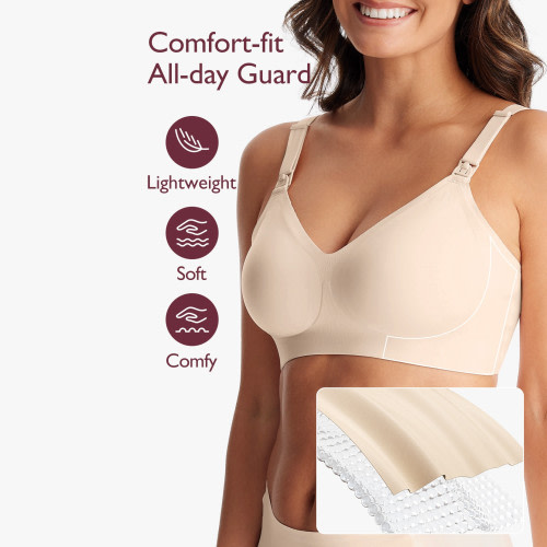 Momcozy Seamless Nursing Bra - Cream, 3 X-Large