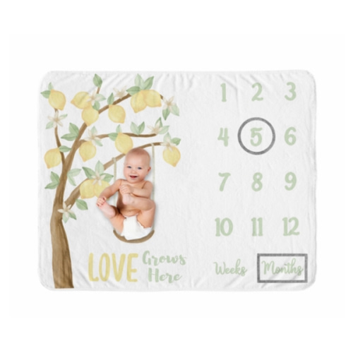 Lemon Collection Monthly Milestone Baby Blanket