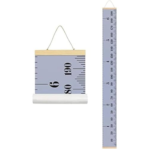 Kids Growth Chart, Wood Frame Fabric Canvas Height Measurement Ruler from Baby to Adult for Child's Room Decoration 7.9 x 79in (7.9 x 79in, Gray)