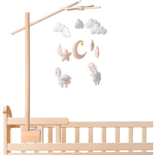 Baby Crib Mobile Arm Wooden Mobile Crib Holder Stable Baby Mobile Hanger Mobile Stand for Crib Mobile Attachment for Crib Nursery Hanging Newborn Girls and Boys Decor, 11.8 x 29.5 Inch