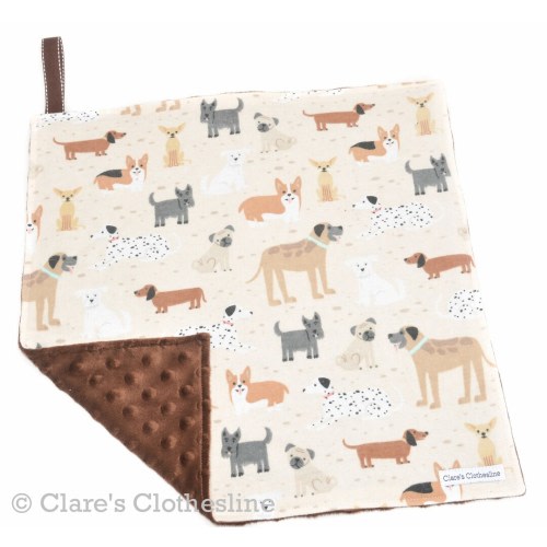 Puppy Dogs Baby Lovey | Dog Breeds Flannel and Minky Snuggle Blanket 15&quot;x15&quot; | New Baby Gift | Dog Lover Baby Gift | Ready to Ship