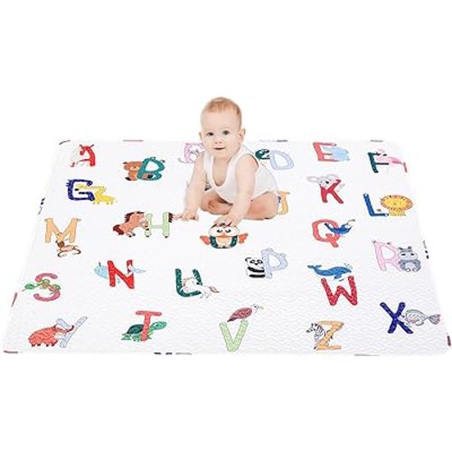 50x50 Play Mat for Playpen Foldable Baby Play Mat Large Tummy Time Mat, Non Slip Washable Baby Play Mats for Floor, Portable Travel Baby Crawling Mats for Toddlers and Infants