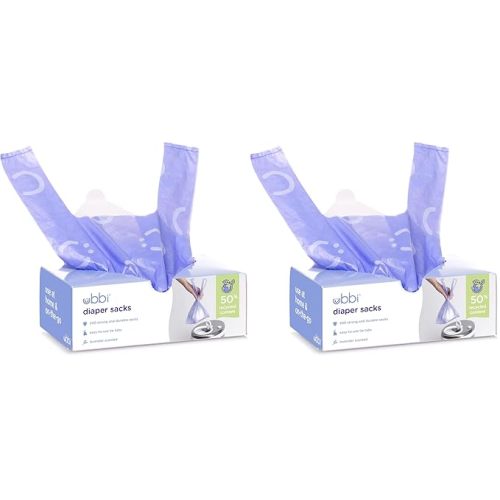Ubbi Disposable Diaper Sacks, Lavender Scented, Easy-To-Tie Tabs, Diaper Disposal or Pet Waste Bags, 200 Count (Pack of 2)