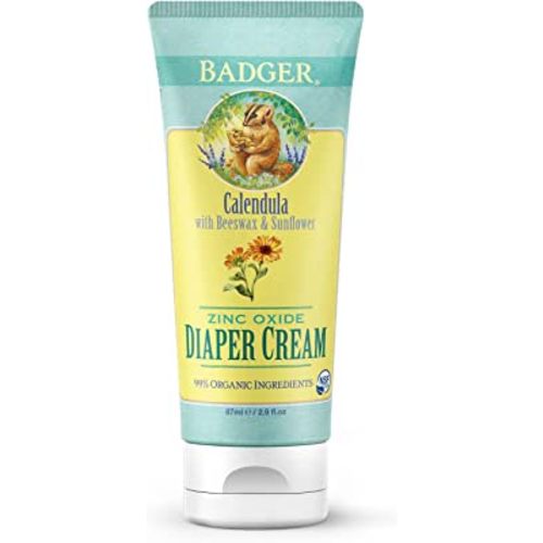 Badger - Zinc Oxide Diaper Cream, Calendula with Beeswax & Sunflower, Diaper Rash Cream, Organic Diaper Cream, 2.9 fl oz Tube