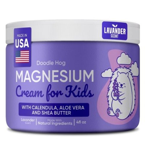 Magnesium Cream for Kids Lavender Scent - Soothing Relief & Relaxation with Calendula, Aloe Vera, Shea Butter - Topical Magnesium Cream for Sleep - USA Made - (4 oz, Lavender)