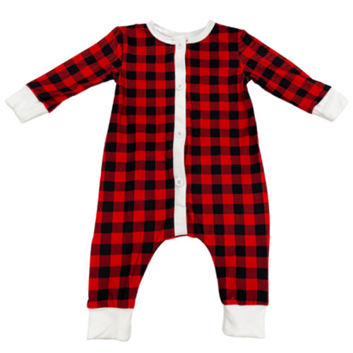 One-piece Buttflap Pajamas - Buffalo Plaid – Sugar Bee Clothing