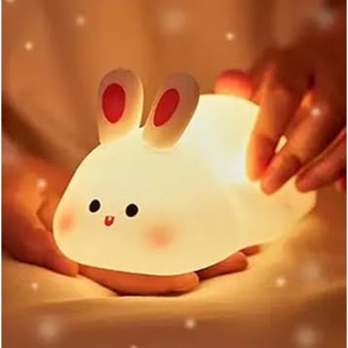 Big Face Rabbit Light, 2024 New Cute Silicone Baby Animal Night Lamp, Rabbit Night Light for Kids, 3 Level Dimmable Nursery Bunny Nightlight Bedside Touch Lamp for Breastfeeding (Rabbit*1)