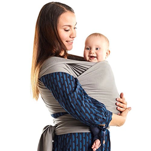 Boba Baby Wrap Carrier Newborn to Toddler - Stretchy Baby Wraps Carrier - Baby Sling - Hands-Free Baby Carrier Wrap - Baby Carrier Sling -Newborn to Toddler 7-35 lbs (Serenity Light Grey)