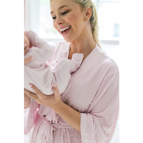 Mini-Stripe Mom Kimono Pajamas