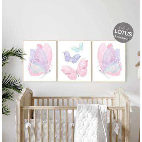 Butterfly Nursery Decor, Pastel Nursery Decor, Girl Room Decor, Girl Nursery, Butterfly Prints, Pink Nursery, Purple Nursery, Teal Nursery - Etsy