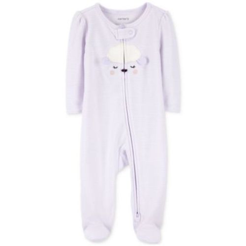 Baby Girls Lamb 2-Way-Zipper Cotton Sleep and Play Footed Coverall
