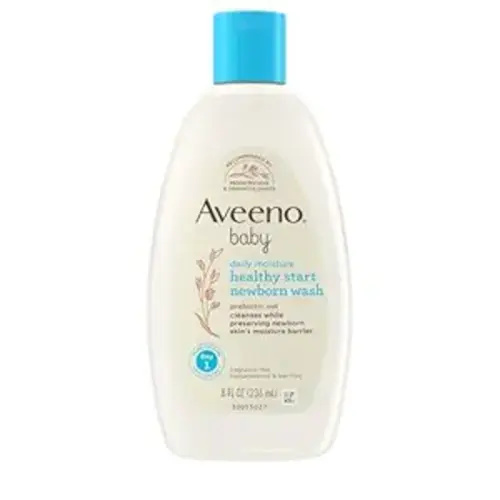 Aveeno Baby Healthy Start Nourishing Newborn Wash, Hypoallergenic Baby Body Wash, Prebiotic Oat, Gently Cleanses Sensitive Skin, No added Fragrances & Parabens, Tear-free, 8 fl. oz
