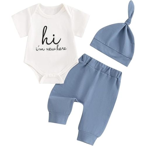 Newborn Outfit T-Shirt Romper Top and Pants Sets Baby Coming Home Hospital Clothes Summer Clothing