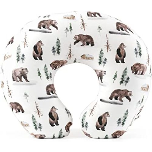 GRSSDER Nursing Pillow Cover Stretchy Minky Removable Nursing Covers for Breastfeeding Pillows, Ultra Soft Comfortable Slipcover for Baby Boy and Girls, Jungle Bear/Rainbow