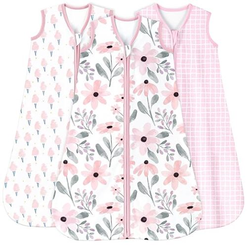 Yoofoss Baby Sleep Sack 0-6 Months 0.5 Tog Wearable Blanket for Baby, 3 Pack 100% Organic Cotton Infant Toddler Sleeping Sack 2-Way Zipper Lightweight Sleep Sack