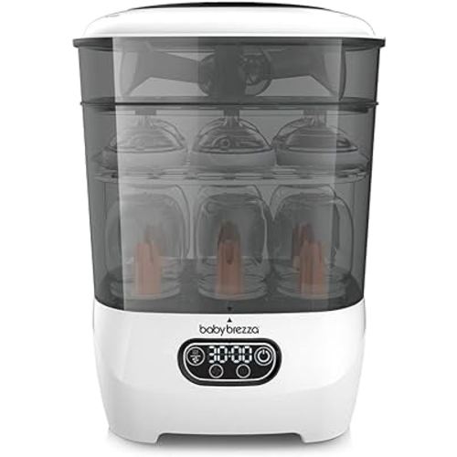 Baby Brezza Bottle Sterilizer and Dryer Advanced – Electric Steam Sterilization Machine Universal Sterilizing for All Bottles: Plastic + Glass Pacifiers Breast Pump Parts - HEPA Filtration