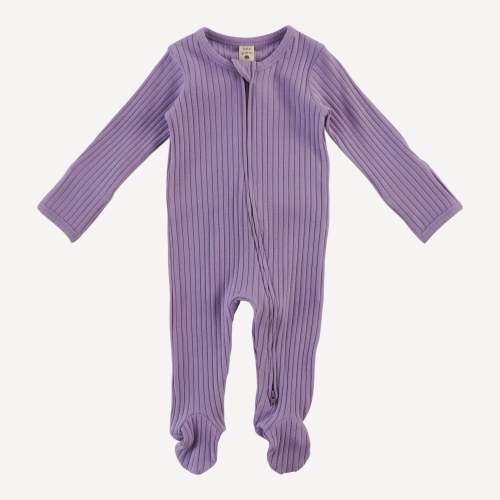 long sleeve zipper footie | violet bloom | organic cotton wide rib – kate quinn