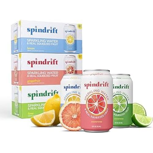 Spindrift Sparkling Water, 4 Flavor Variety Pack, Made with Real Squeezed Fruit, 12 Fl Oz (Pack of 20)