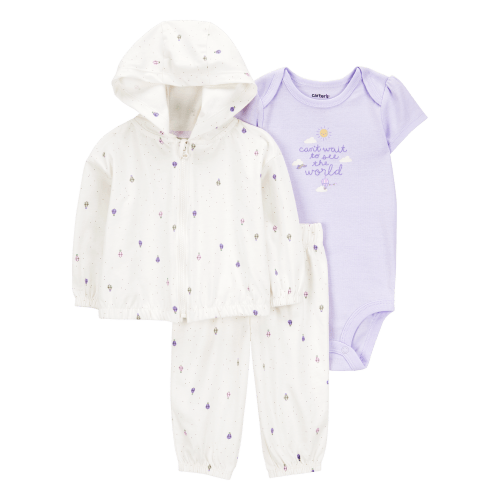 Baby 3-Piece Ice Cream Print Little Cardigan Set - White/Purple - Carter's | Carter's