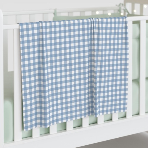 Charming Blue Gingham Baby Swaddle Blanket, Cozy Infant Wrap, Soft Nursery Essential, Baby Shower Gift, Cute Newborn Blanket, Photo Prop
