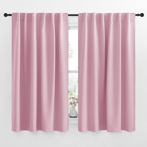 NICETOWN Blackout Curtain Panels for Living Room - (Rouge Pink Color) 52x54 inch, 2 Panels Set, Room Darkening Blackout Drapes for Window