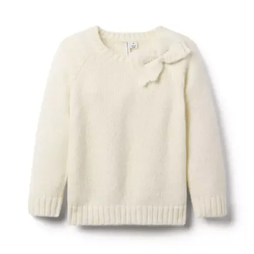 Sparkle Bow Sweater, Nutmeg Cream Sparkle - size 6-12M