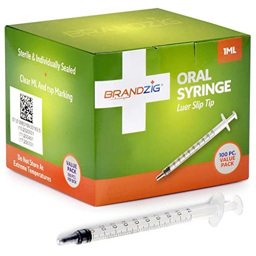 1ml Oral Syringe - 100 Pack – Luer Slip Tip, No Needle, Sterile Individually Blister Packed - Medicine Administration for Infants, Toddlers and Small Pets